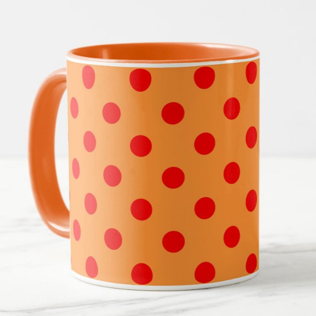 Red On Orange Polka Dots Pattern Design  Mug (Creator Uploaded)