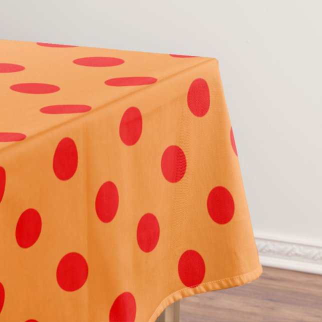 Red On Orange Polka Dots Pattern Design  Tablecloth (Creator Uploaded)
