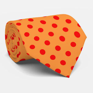 Red On Orange Polka Dots Pattern Design Tie