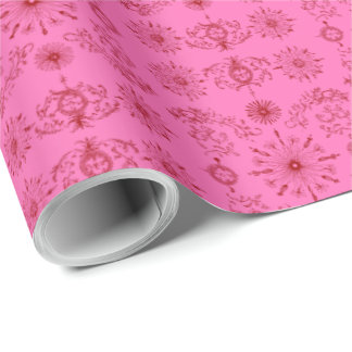 Red on Pink Motif Wrapping Paper