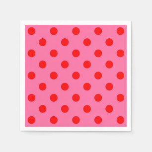 Red On Pink Polka Dots Pattern Design Napkin