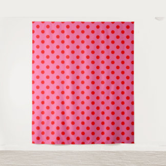 Red On Pink Polka Dots Pattern Design Tapestry