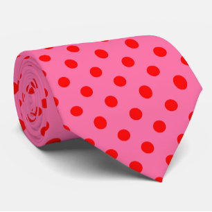 Red On Pink Polka Dots Pattern Design Tie