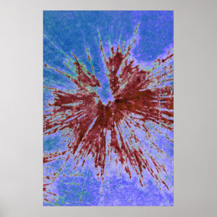 Red on Purple and Blue Paintball Poster