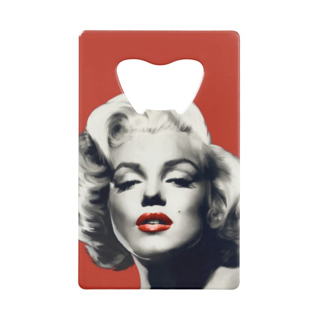 Red on Red Lips Marilyn Credit Card Bottle Opener (Front)