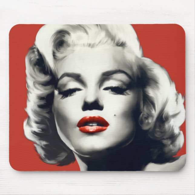 Red on Red Lips Marilyn Mouse Pad (Front)
