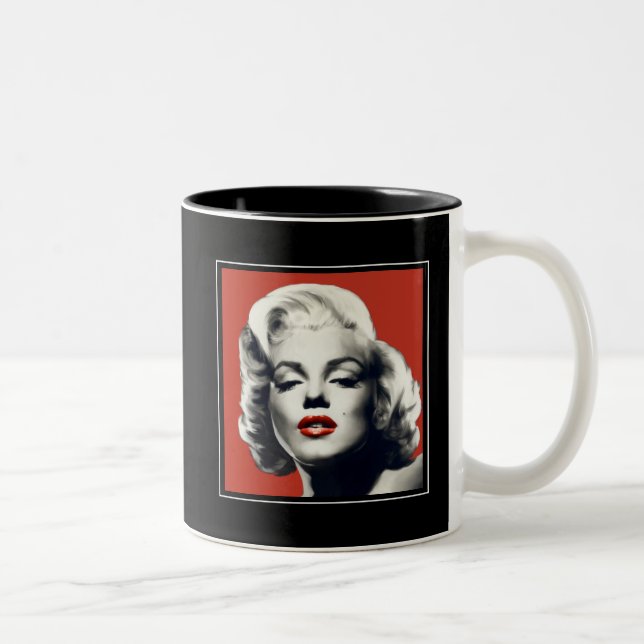 Red on Red Lips Marilyn Two-Tone Coffee Mug (Right)