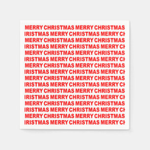 Red on White Christmas Typography Paper Napkin