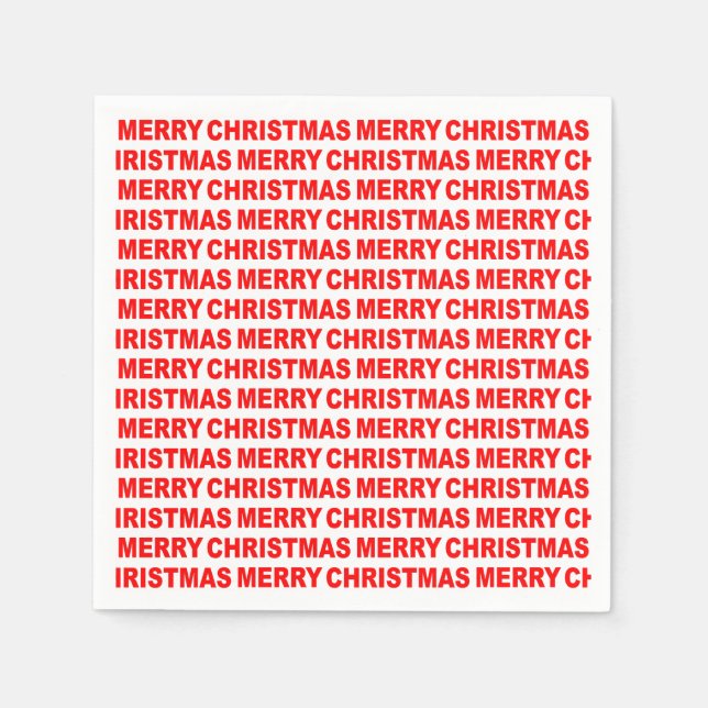 Red on White Christmas Typography Paper Napkin (Front)