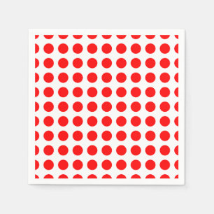 Red on White Large Horizontal Polka Dots Paper Napkin