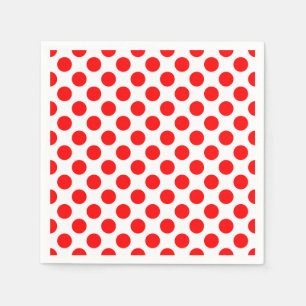 Red on White Large Size Polka Dots Paper Napkin