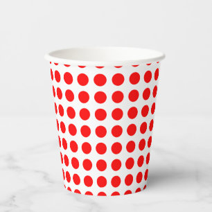 Red on White Medium Size Horizontal Polka Dots Paper Cups