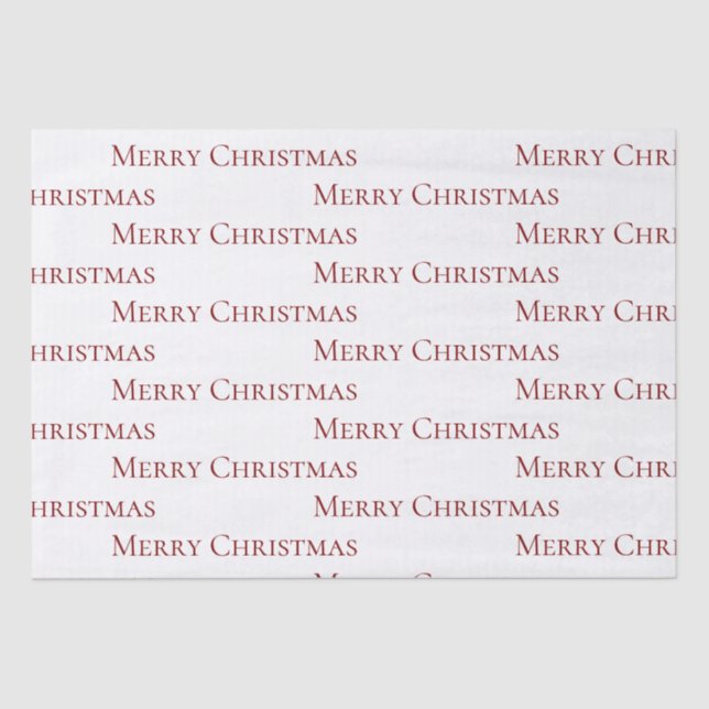 Red on White Merry Christmas Quote Tissue Paper (Front)