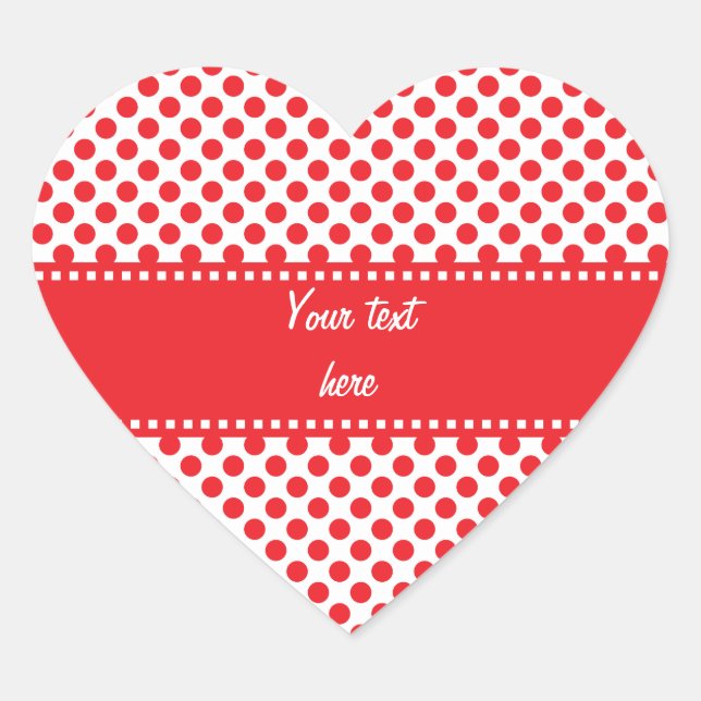 Red on White Polka Dot Heart Sticker (Front)