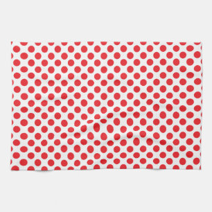 Red on White Polka Dot Kitchen Towel