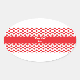 Red on White Polka Dot Oval Sticker