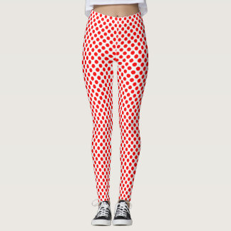 Red on White Small Size Polka Dots Leggings