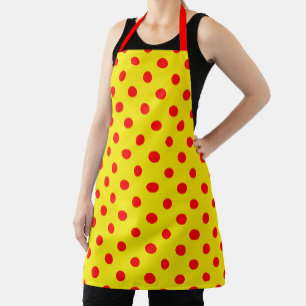 Red On Yellow Polka Dots Pattern Design  Apron