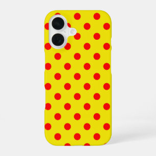 Red On Yellow Polka Dots Pattern Design  iPhone 16 Case