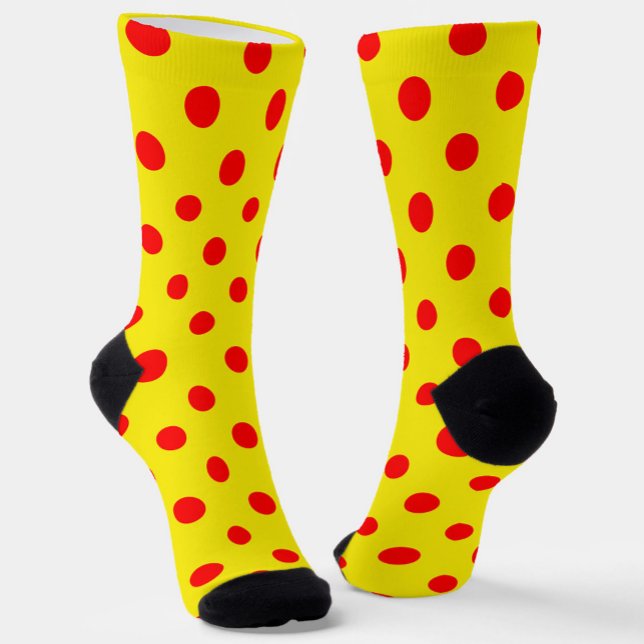 Red On Yellow Polka Dots Pattern Design  Socks (Creator Uploaded)