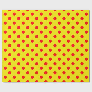 Red On Yellow Polka Dots Pattern Design  Wrapping Paper