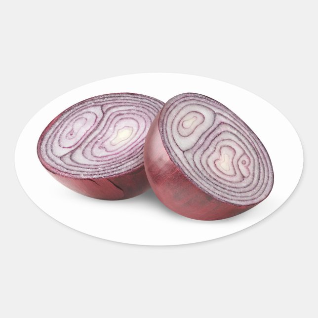 Red onion cut in halves oval sticker (Front)