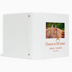 red or bow cheers to 60 years anniversary wedding binder