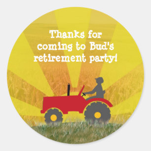 Red or Green Tractor Retirement Party Sticker