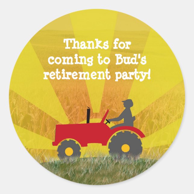 Red or Green Tractor Retirement Party Sticker (Front)