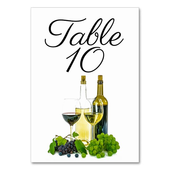 Red Or White Wine  Table Number (Back)