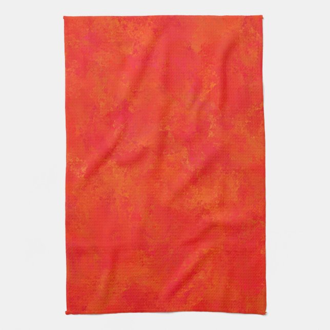 Red Orange Abstract Pattern Kitchen Towel (Vertical)