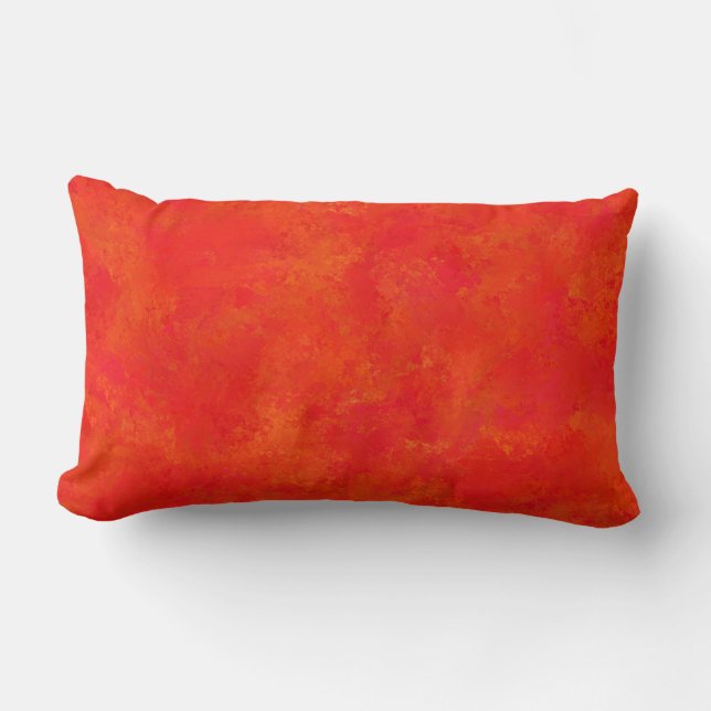 Red Orange Abstract Pattern Lumbar Pillow (Front)