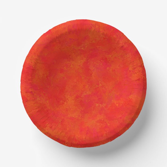 Red Orange Abstract Pattern Paper Plate (Front)