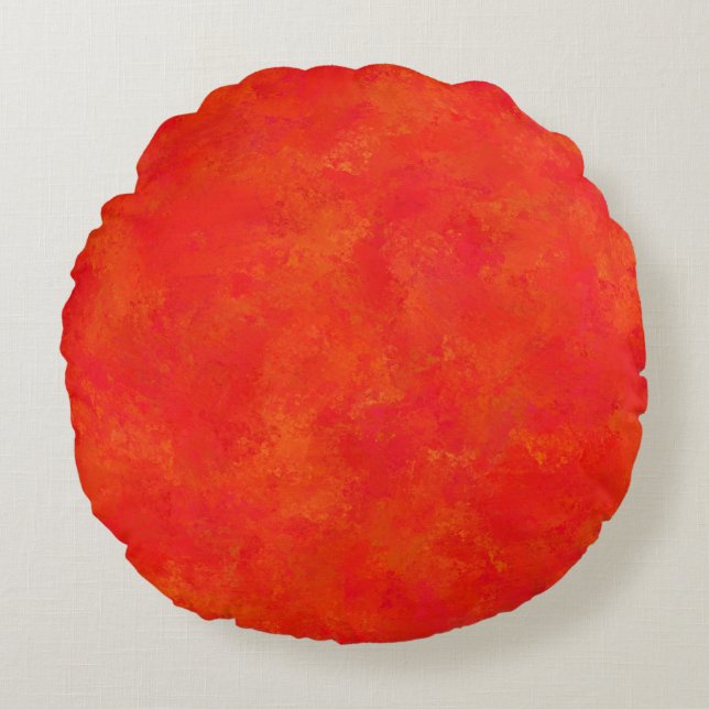Red Orange Abstract Pattern Round Pillow (Front)