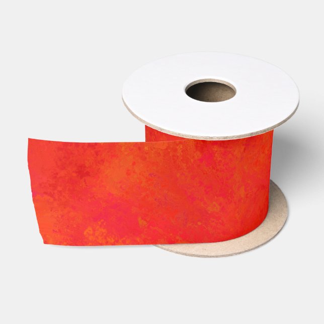Red Orange Abstract Pattern Satin Ribbon (Spool)