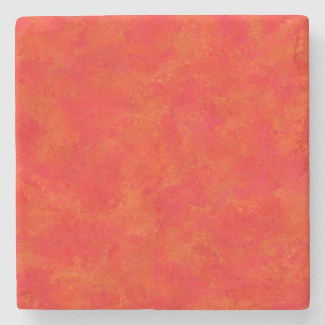 Red Orange Abstract Pattern Stone Coaster (Front)