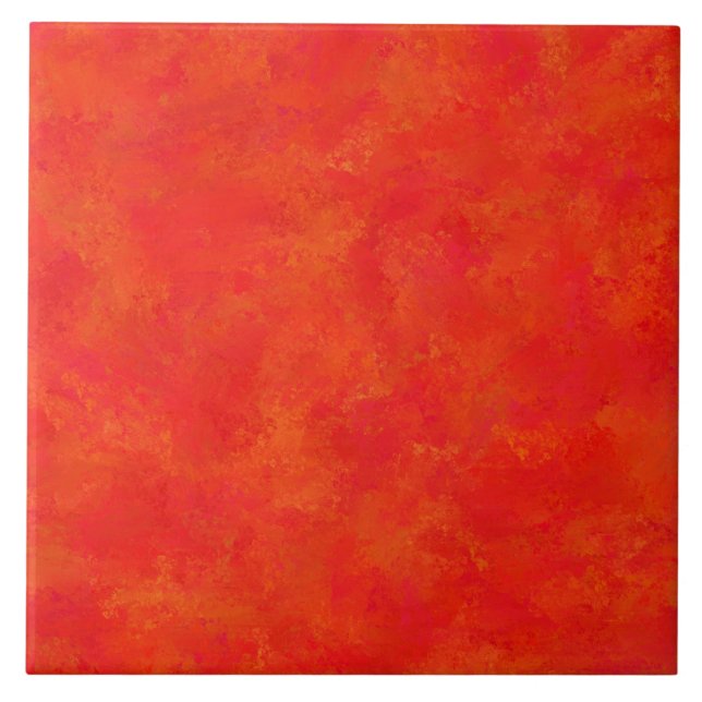 Red Orange Abstract Pattern Tile (Front)