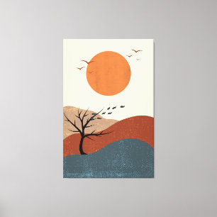 Red, Orange and Beige Colourful Illustration Wall  Canvas Print