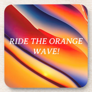 Red, Orange, and Blue Wavy Abstract Coaster