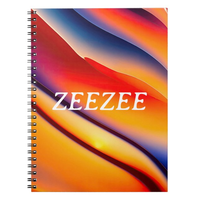Red, Orange, and Blue Wavy Abstract Notebook (Front)