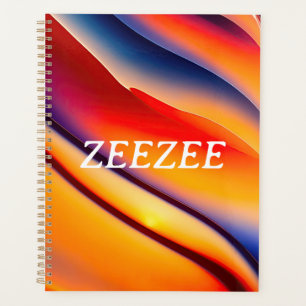 Red, Orange, and Blue Wavy Abstract Planner