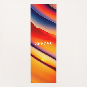 Red, Orange, and Blue Wavy Abstract Yoga Mat