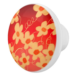 Red Orange And Cream Cabinet Pull