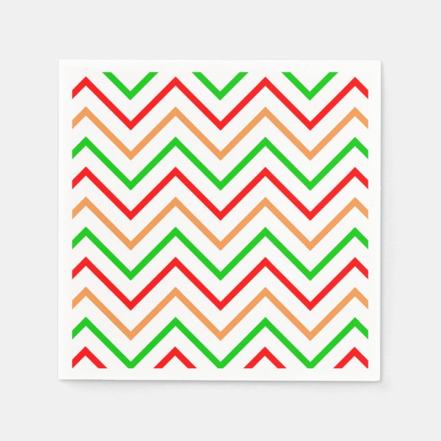 Red, Orange and Green Chevron Pattern Napkin (Front)