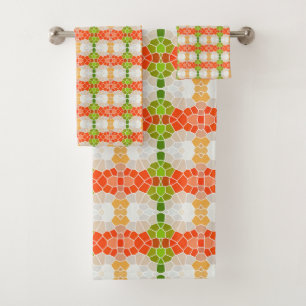 Red, Orange and Green Pattern    Bath Towel Set