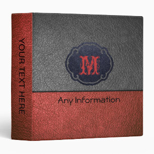 Red Orange and Grey Leather Binder