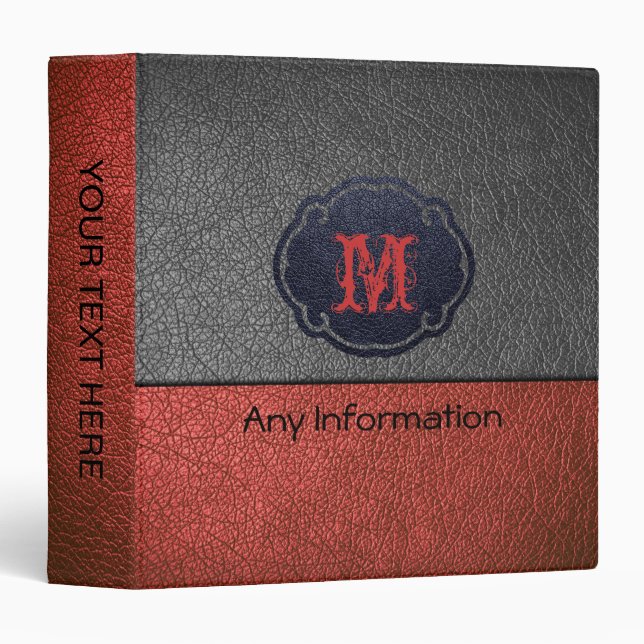 Red Orange and Grey Leather Binder (Front/Spine)