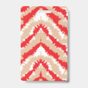 Red, orange, and pink textured patterns and motifs badge