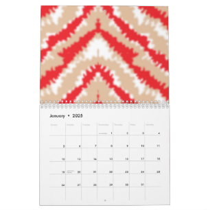 Red, orange, and pink textured patterns and motifs calendar