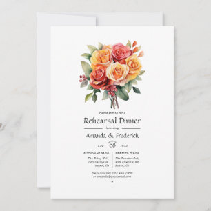 Red, Orange, and Sage Rehearsal Dinner Invitation